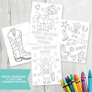 Editable Cowgirl Coloring Party Favors, Cowgirl Birthday Party, Printable, Western Birthday Party, Coloring Favor, Digital Download Bild 1