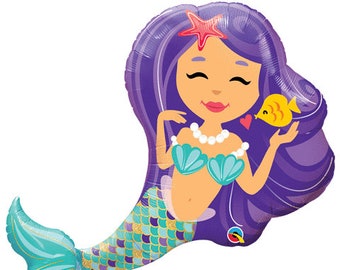 38" Enchanting Mermaid, Mermaid Party Decorations, Mermaid Birthday Foil Mylar Balloo, Mermaid Birthday Party Decor
