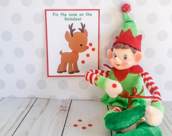 Christmas Elf Pin the Nose Game, Elf Prop, Instant Download, Christmas Elf Costume, Christmas Elf Kit, Holiday Elf Kit,Elf Accessories