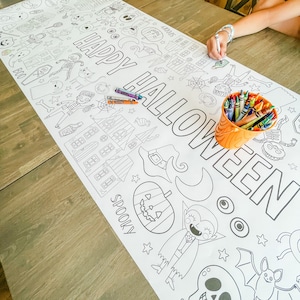 Halloween Night Coloring Table Runner, Halloween Coloring Page, Ghost Giant Coloring Poster, Party Decorations, Coloring Table Cloth