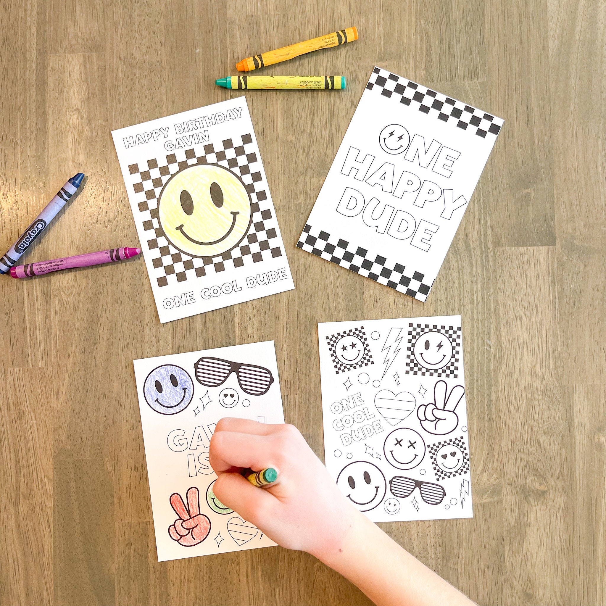 Personalized Cool Dude Coloring Party Favors, Happy Dude Party Favors, Coloring Packs, Coloring Pages, Party Favor, Birthday, Crayons, Dude
