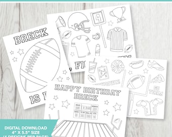 Editable Football Coloring Party Favors, Football Birthday Party, Printable, Football Birthday Party, Coloring Favor, Digital Download