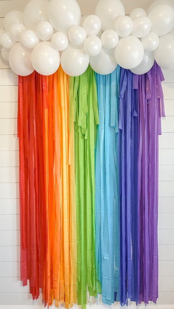 Pastel Rainbow Streamers Backdrop, Rainbow Party Decor, Pastel Party Decor,  Baby Shower Decor, Hanging Ceiling Party Backdrop, Streamers