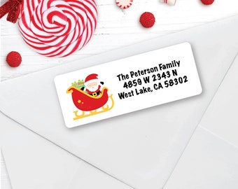 CHRISTMAS Address Labels, Santa Sleigh, Christmas return address labels, Christmas address stickers, Holiday stickers, Personalized