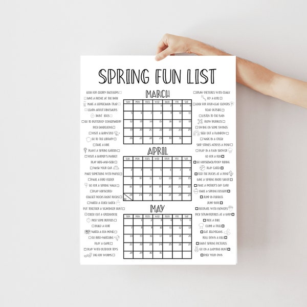 PRINTABLE Spring Countdown Poster, 2024, Spring Countdown, Spring Poster, Spring Print, Spring Check List, Spring Poster Check List, PDF