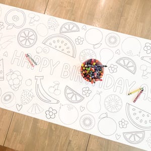 Fruit Coloring Table Runner, Two-tti Frutti  Themed, Coloring Page, Giant Coloring Poster, Coloring, Fruit Coloring
