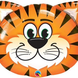 Giant Tiger Balloon, 30", Tiger Face, Birthday Party, Jungle Party, Zoo Birthday Party, Party Animal Birthday, Jungle Birthday, Tiger