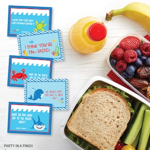 Lunchbox Notes, Lunchbox Jokes, Under The Sea Lunchbox Notes, Ocean Lunch Cards, School Lunch Notes, Printable, Instant Download,