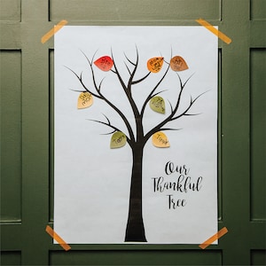 Thankful Tree Poster and Stickers, Thanksgiving Poster, Thankful Poster, Thanksgiving Print, Thankful Tree, Gratitude Tree, Thankful Print image 1