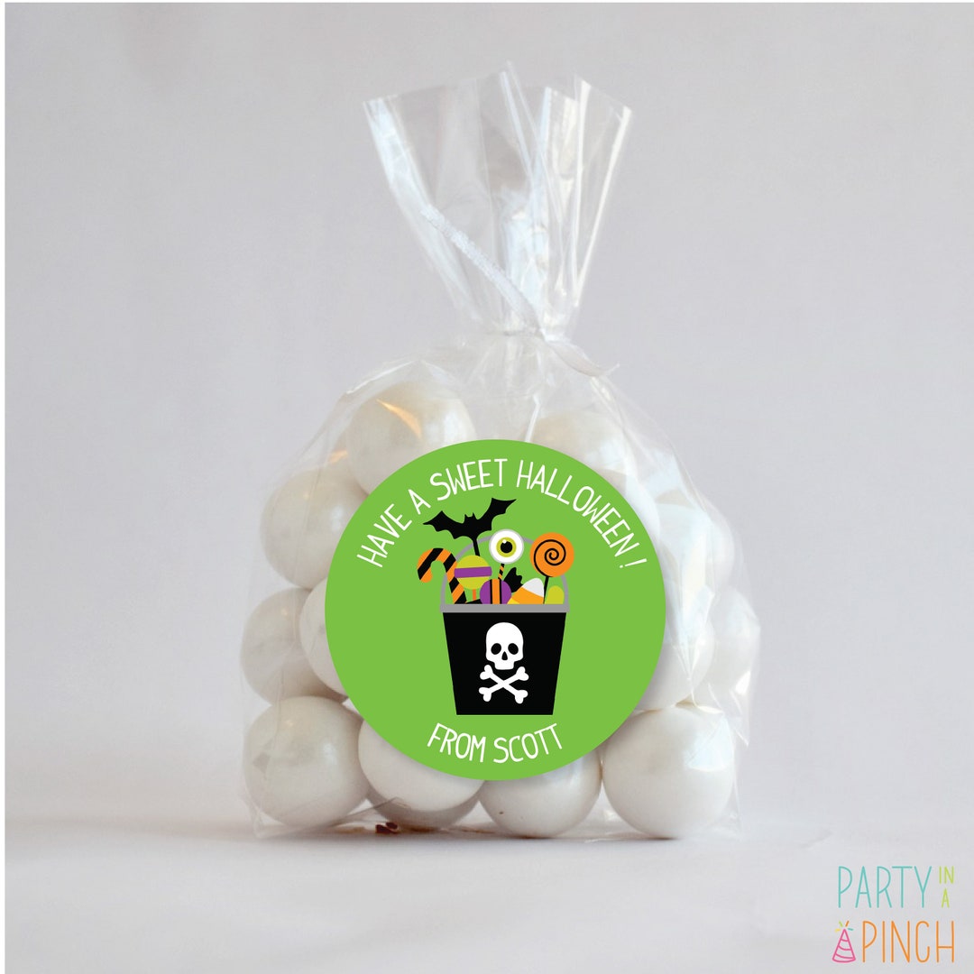 Skull Bucket Favor Stickers Halloween Stickers Halloween Etsy
