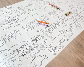 Safari Coloring Table Runner, Safari Birthday Coloring Page, Safari Giant Coloring Poster, Coloring, Party Decorations, Jungle Party, Safari