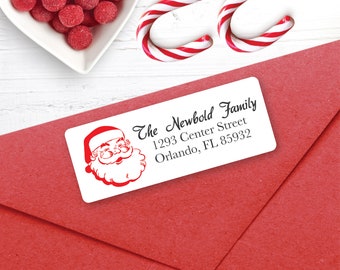 CHRISTMAS Address Labels, Vintaged Santa, Christmas return address labels, Christmas address stickers, Holiday stickers, Personalized