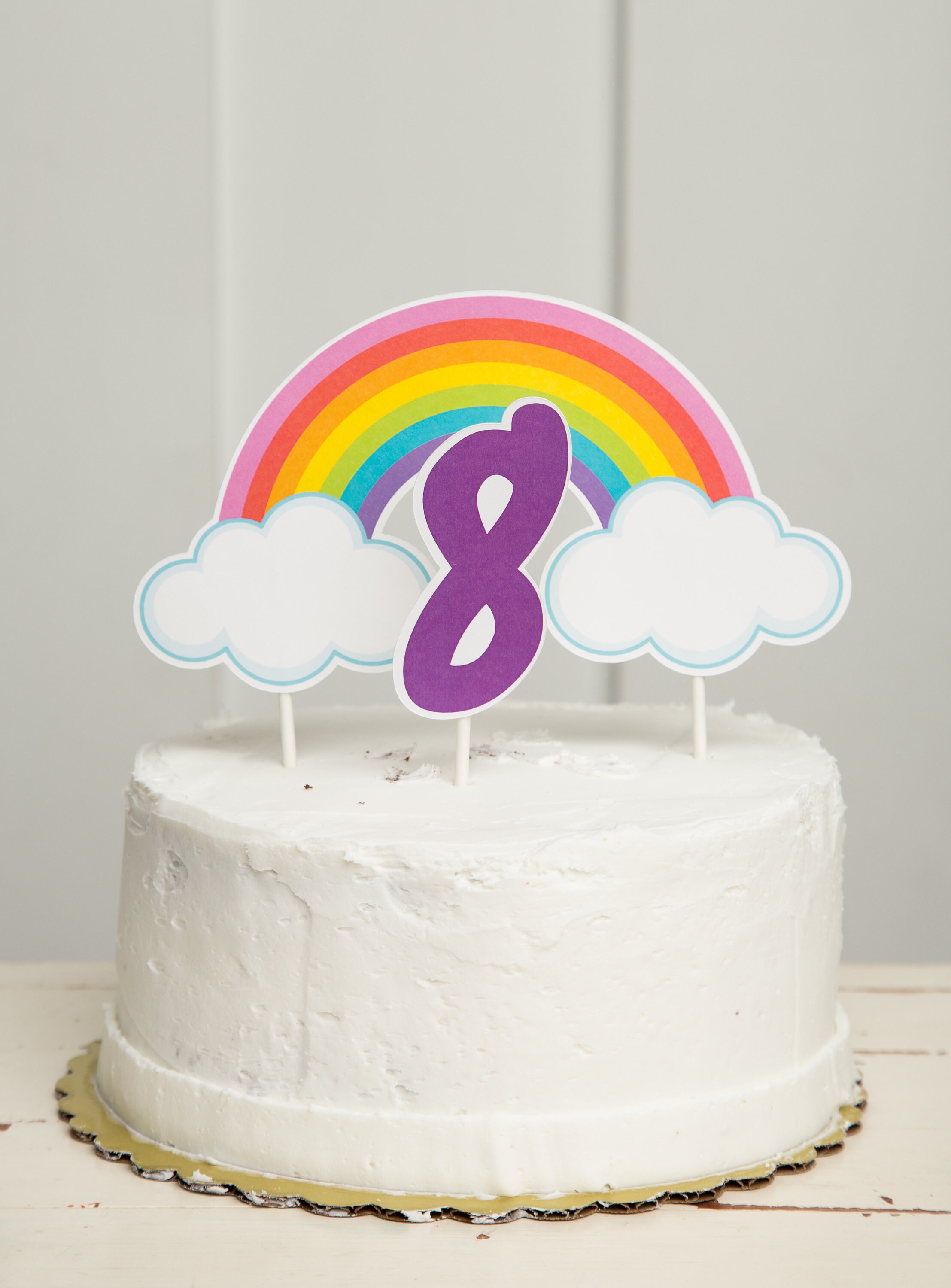 Rainbow Cake Topper Rainbow Theme Rainbow Party Printable Etsy