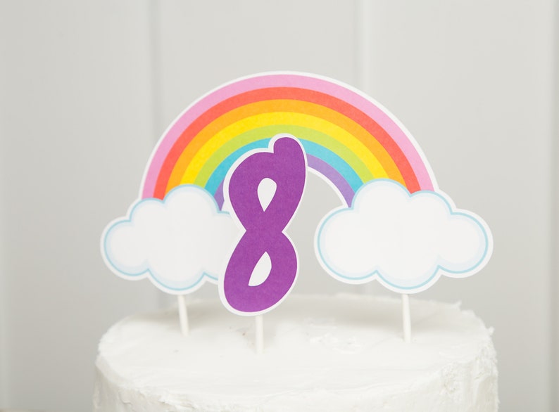 Rainbow Cake Topper Rainbow Theme Rainbow Party Printable Etsy