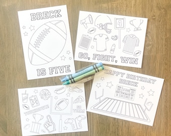 Personalized Football Coloring Party Favors, Football Party Favors, Coloring Packs, Coloring Pages, Party Favor, Birthday, Crayons, Football