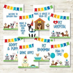 Puppy Party Signs, Set of 8, Puppy Party, Puppy Birthday Sign, Puppy ...