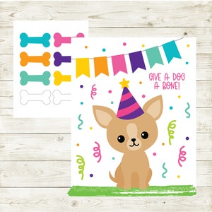Puppy Party Game Printable, Puppy Happy Birthday Party, Puppy Game, Instant Download,Printable, Digital, Puppy Pin The Tail, Party Game