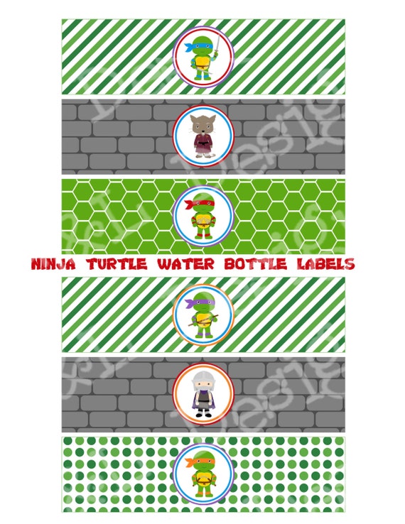 Ninja Turtle Party Water Bottle Labels Ninja Turtle Party | Etsy