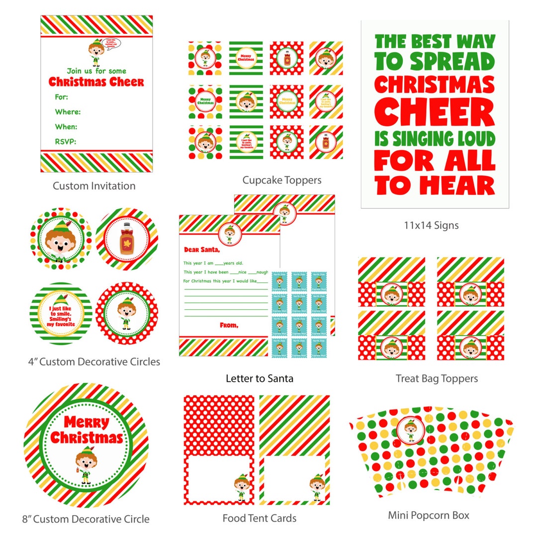 Buddy the Elf Printable Party Pack, Christmas Party, Elf Party, Instant ...