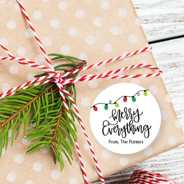 Personalized Christmas Merry Everything Favor Stickers, Christmas Stickers, Christmas Label, Digital File, Christmas Favor Stickers, 2.5"