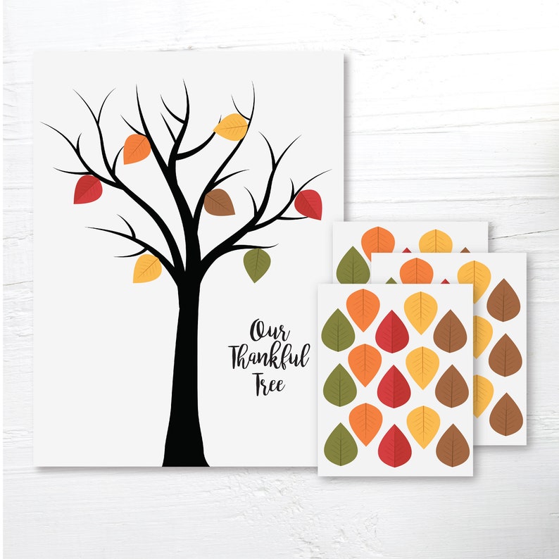 Thankful Tree Poster and Stickers, Thanksgiving Poster, Thankful Poster, Thanksgiving Print, Thankful Tree, Gratitude Tree, Thankful Print image 2