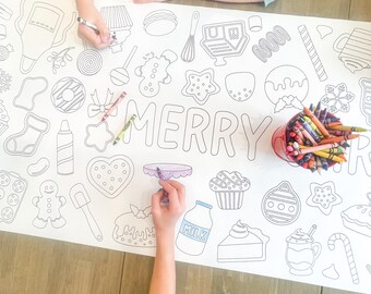 Christmas Baking Coloring Table Runner, Christmas Coloring Page, Fun Christmas Coloring, Giant Coloring Poster, Coloring Table Cloth, Baking