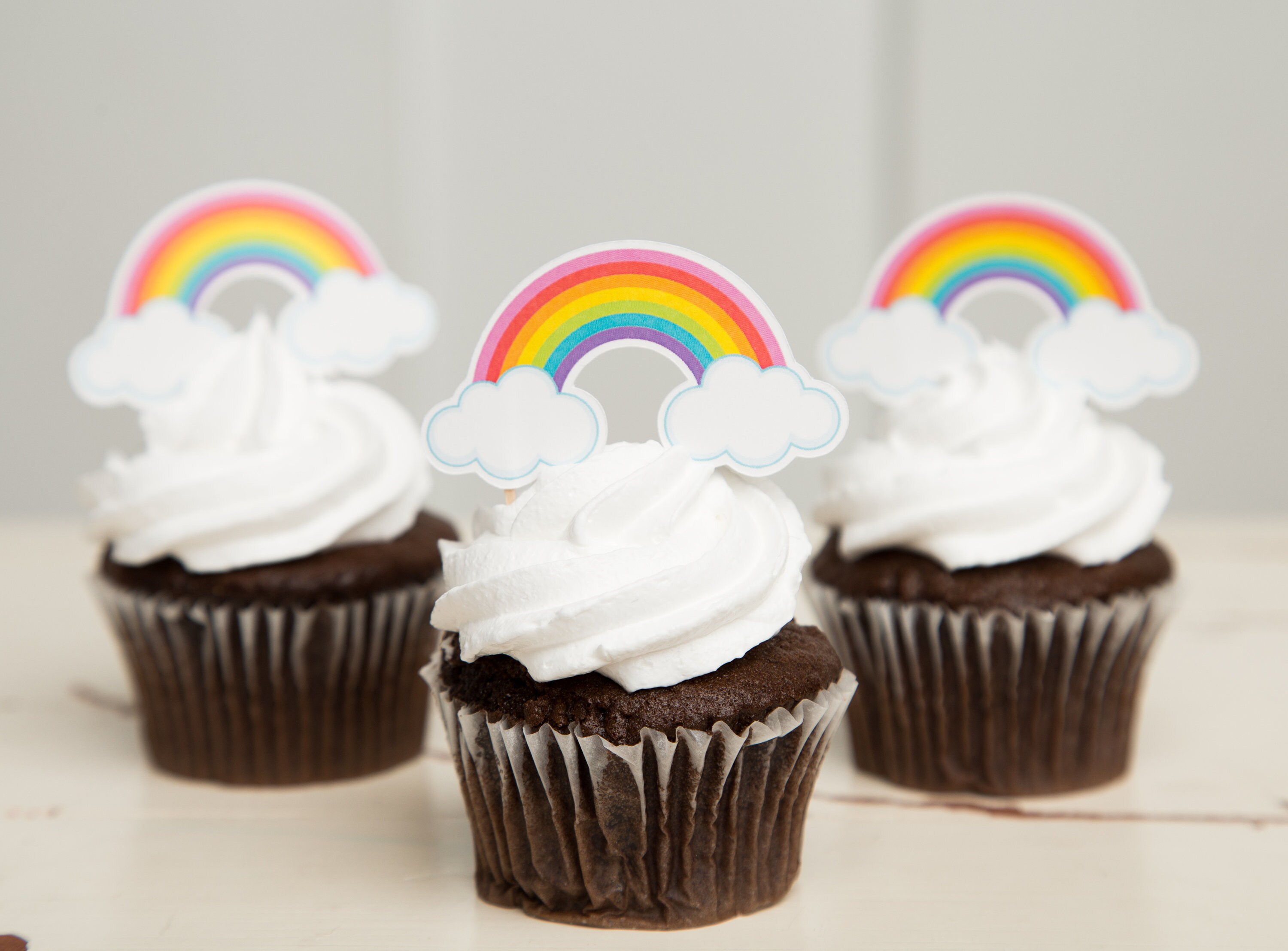 Rainbow Cupcake Toppers Rainbow Theme Rainbow Party Etsy