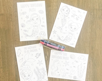 Personalized Mermaid Coloring Party Favors, Mermaid Party Favors, Coloring Packs, Coloring Pages, Party Favor, Birthday, Crayons, Mermaid