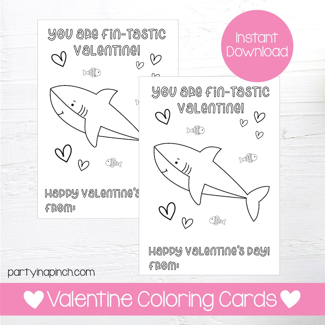 Shark Valentine Coloring Pages, Shark Valentine, Valentine's Day, Shark ...
