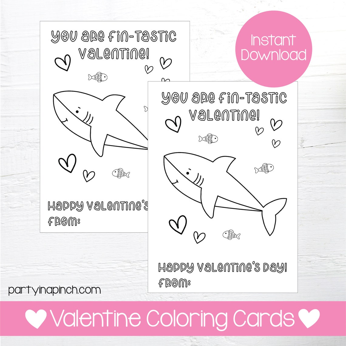Shark Valentine Coloring Pages Shark Valentine | Etsy