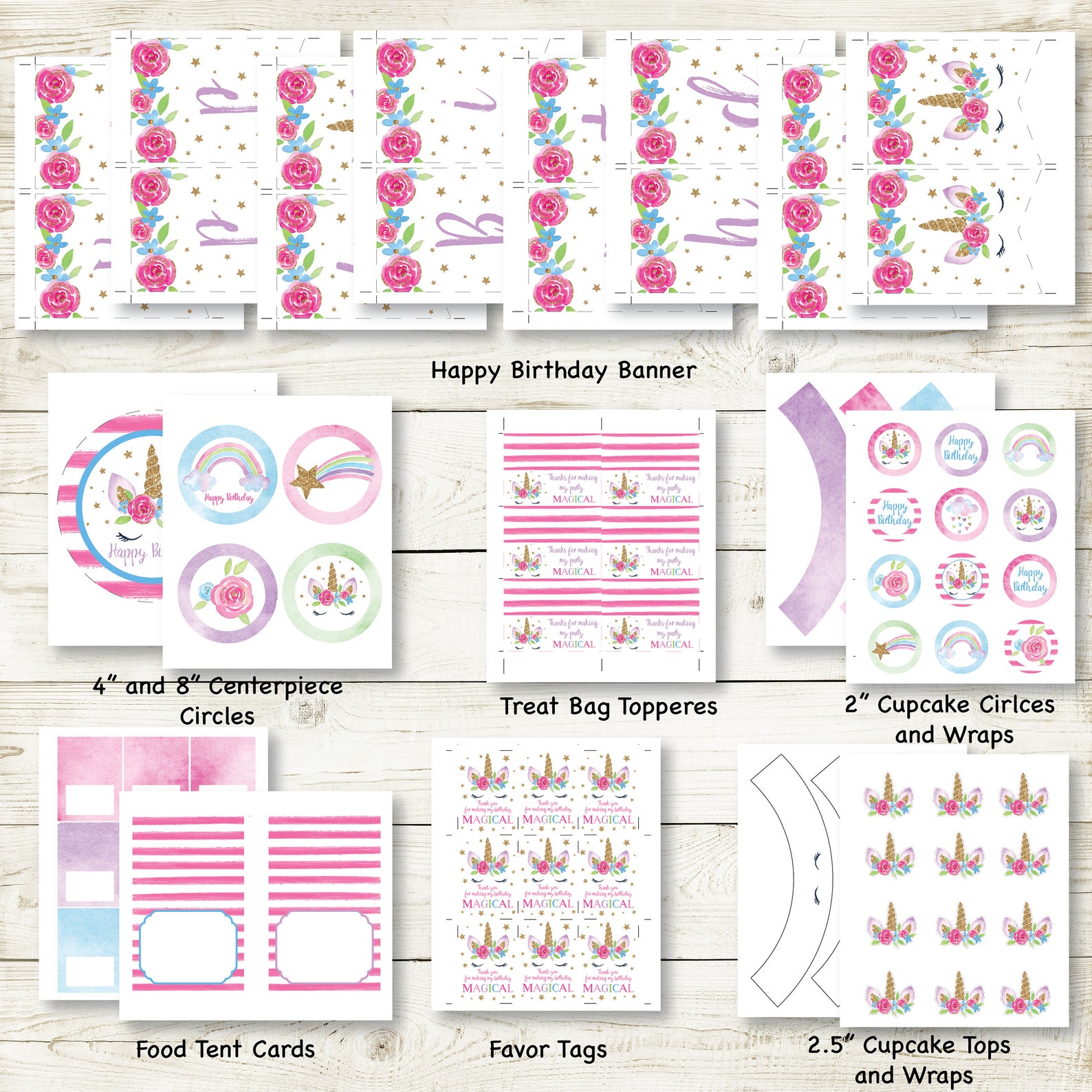 Unicorn Party Pack Unicorn Happy Birthday Party Unicorn - Etsy
