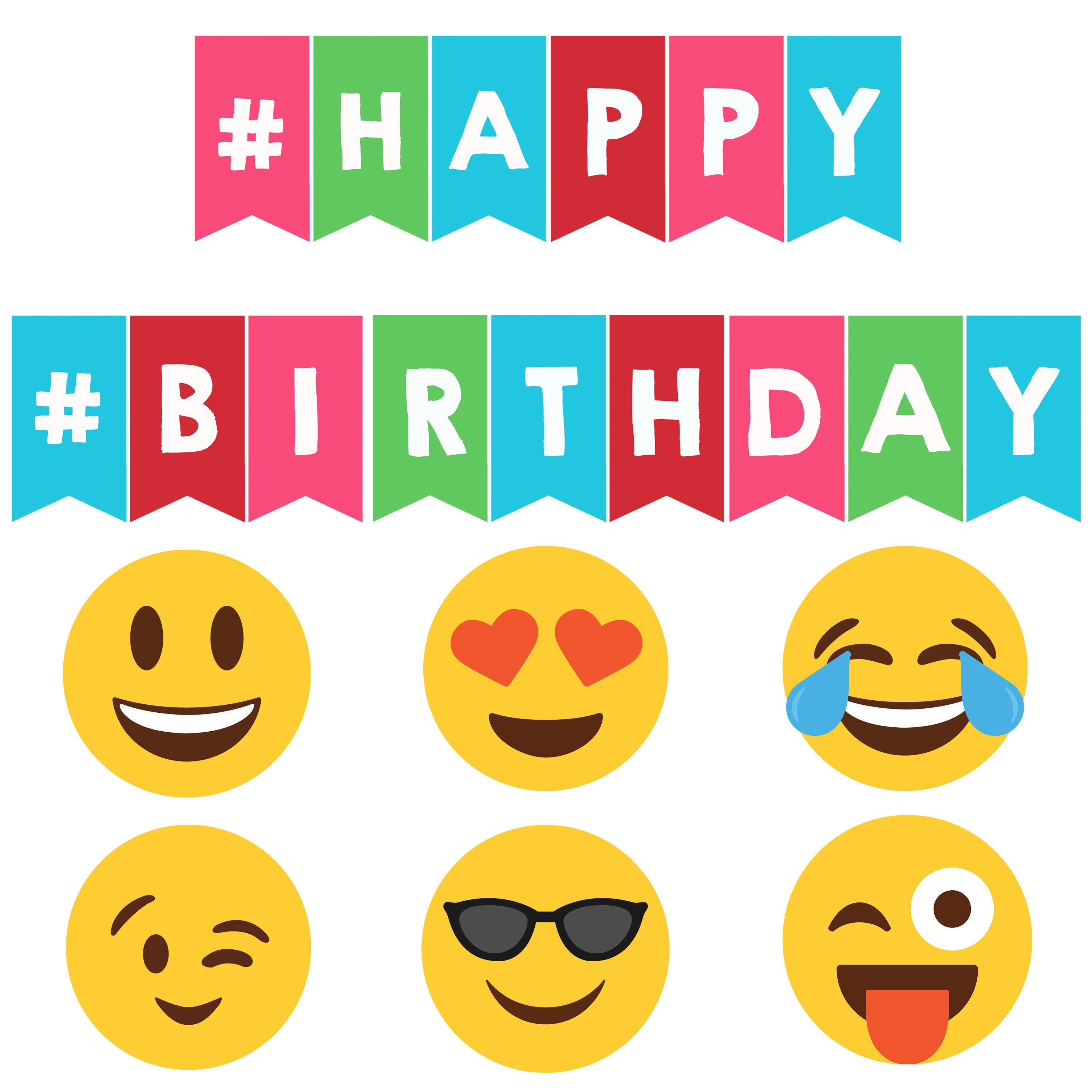Emoji Party Banner Emoji Happy Birthday Party Emoji Banner Etsy