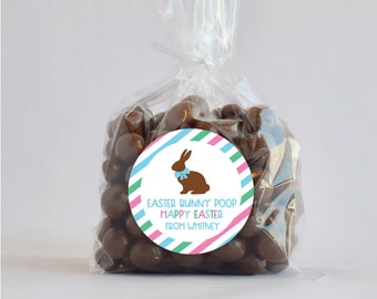 Personalized Easter Bunny Poop Blue Favor Stickers, Easter Stickers, Easter Favor Stickers 2.5", Easter Favor Stickers and Treat Bags