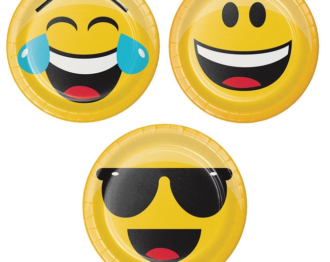 Emoji 7in Dessert Party Plates , Emoji Dessert Plates, Emoji Theme