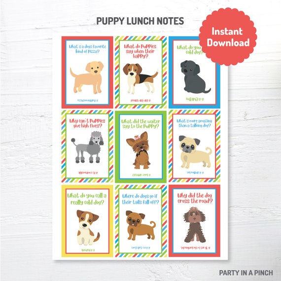 Lunchbox Notes, Lunchbox Jokes, Puppy Lunchbox Notes, Dog Lunch