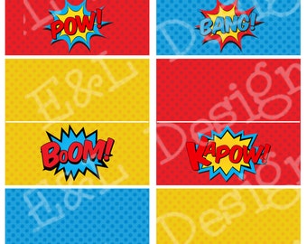 Superhero Treat Bag Toppers, Superhero Party, Instant Download, Printable