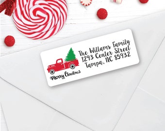 CHRISTMAS Address Labels, Vintaged Truck, Christmas return address labels, Christmas address stickers, Holiday stickers, Personalized