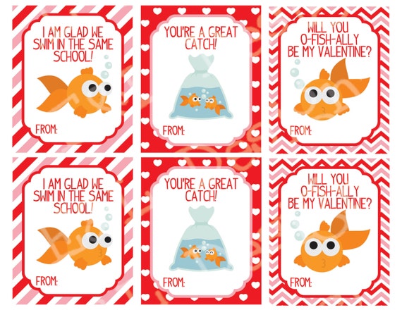 Fish Valentines Printable Valentine Card Valentine's Day Printable