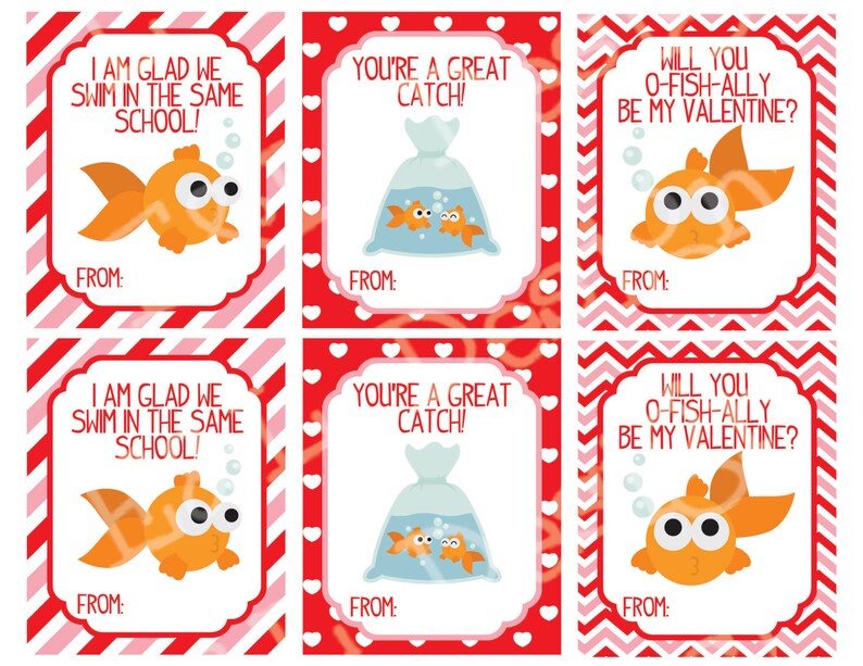 Goldfish Love Valentine s Day Cards Valentine s Day Etsy