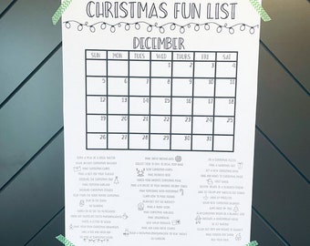 PRINTABLE Christmas Fun List, Christmas Activity Poster, Christmas Countdown, Christmas Poster, Christmas Check List, Winter Activity, 2023