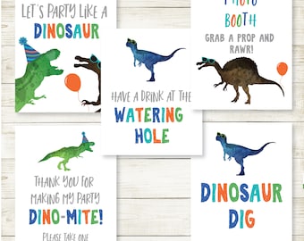Dinosaur Party 8x10 Signs EDITABLE, 5x7 Dino Birthday Party, Dinosaur Party, Instant Download, Printable, Personalize with Corjl