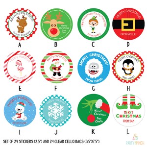 Personalized Christmas 2.5 inch Stickers, Christmas Stickers, Christmas Favor Stickers, Holiday Stickers,Digital File