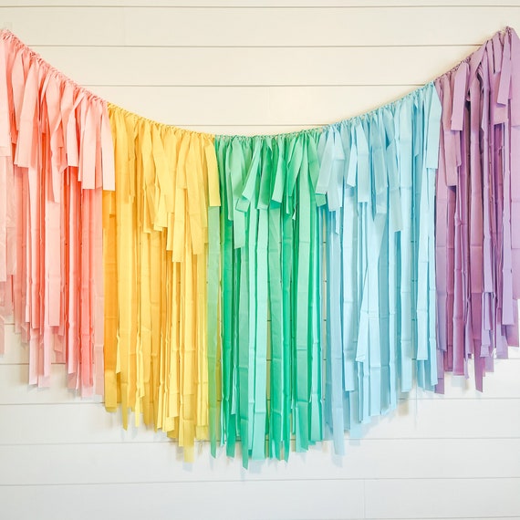 Fringe Backdrop, Streamer Backdrop, Pastel Backdrop, Birthday Party Backdrop,  Unicorn Party, Pastel Rainbow, Rainbow Party, Rainbow Backdrop 