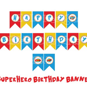 Superhero Birthday Banner, Superhero Birthday Party, instant Download, Printable, Digital File