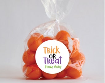 Halloween Trick or Treat Stickers, Trick Halloween Stickers, Halloween Favor Sticker, Trick or treat Stickers, Halloween Party, Personalized