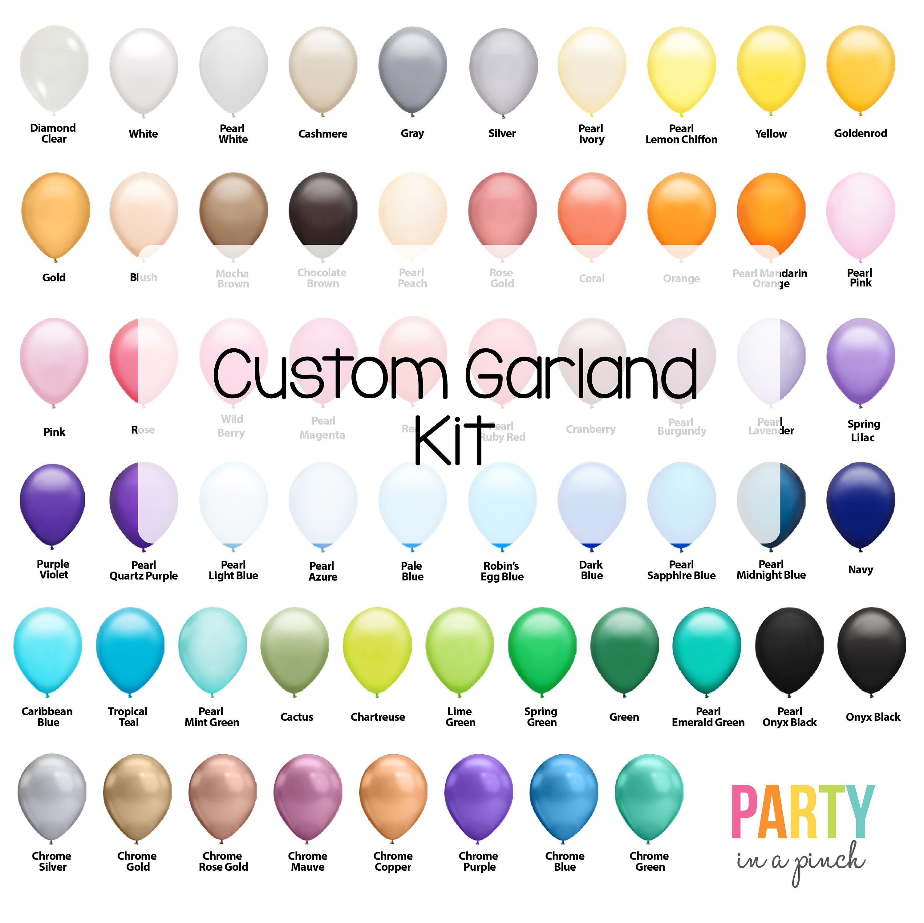 Custom Balloon Garland Kit, Design Your Own DIY Balloon Garland, Balloon Arch, Balloon Decor, 6ft, 8ft, 10ft ,12ft, Balloon Garland