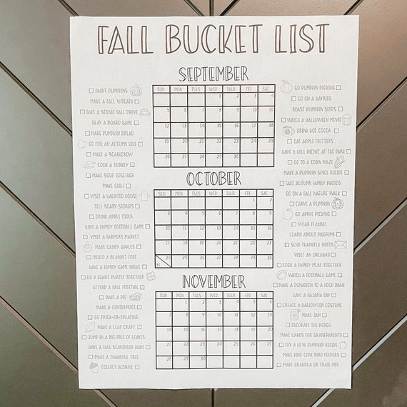 Fall Bucket List, 2025, Fall Countdown Poster, Fall Countdown, Fall Poster, Fall Print, Fall Check List, Fall Check List, Fall Activity