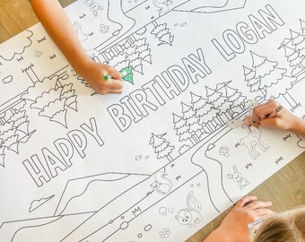 Woodland Coloring Table Runner, Woodland Coloring Page, Forest Giant Coloring Poster, Coloring, Woodland Party, Coloring Page, Woodland