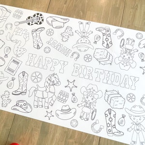 Cowboy Coloring Table Runner, Cowboy Birthday Coloring Page, Western Giant Coloring Poster, Coloring, Party Decorations, Western Party