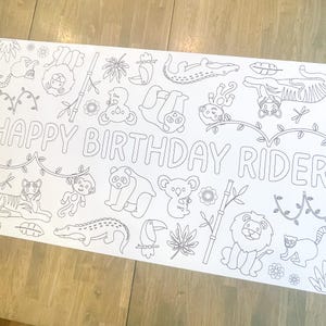 Jungle Party Coloring Table Runner, Jungle Birthday Coloring Page, Jungle Giant Coloring Poster, Party Decor, Coloring Table Cloth, Jungle